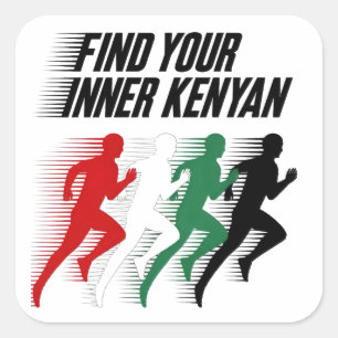 Finde deinen inneren kenianischen Marathon Quadratischer Aufkleber