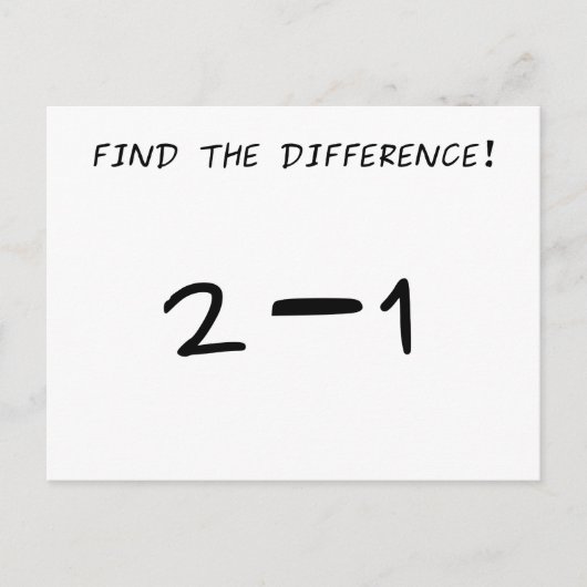 Finde den Unterschied! 2 minus 1 Postkarte (Vorderseite)