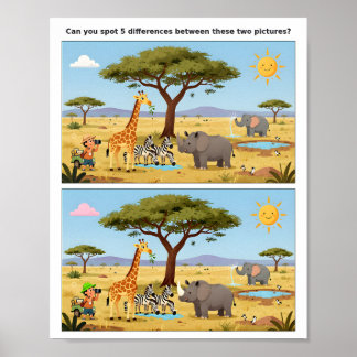 Finde die Unterschiede Spaßposter für Kinder – Geh Poster