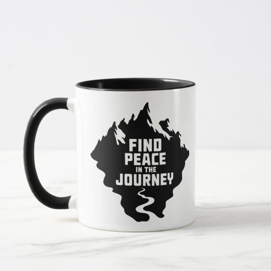 Finde Frieden auf der Reise Bergdesign Tasse (Links)