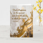 Finde Glück im Moment... Lee Hiller Quote Karte (Gelbe Blume)