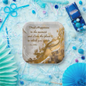 Finde Glück im Moment... Lee Hiller Quote Pappteller (Party)