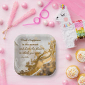 Finde Glück im Moment... Lee Hiller Quote Pappteller (Party)