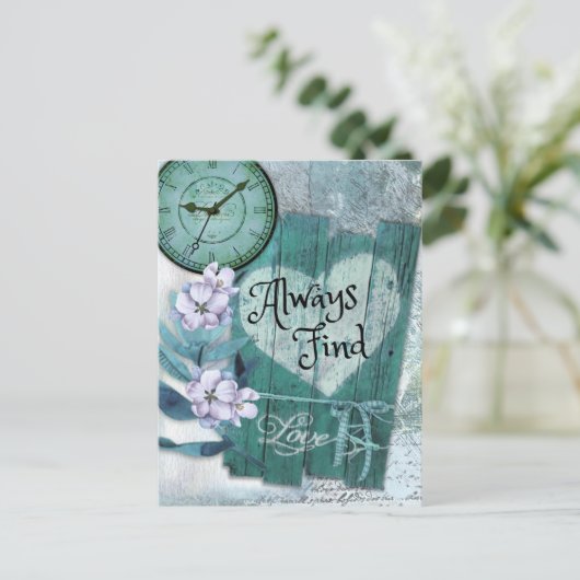 Finde immer Liebe Postkarte (Stehend Vorderseite)