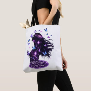 Finde Magie in jedem Moment Schmetterling-Galaxie- Tasche