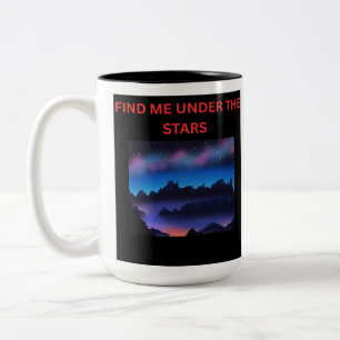 Finde mich unter dem Sterne-Berg-Nacht-Himmel-Bech Zweifarbige Tasse