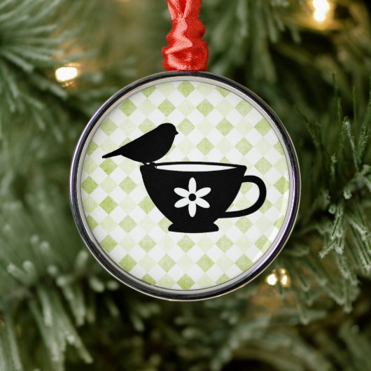 Finden auf Teacup-Silhouette Silbernes Ornament (Baum)