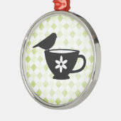 Finden auf Teacup-Silhouette Silbernes Ornament (Links)
