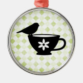 Finden auf Teacup-Silhouette Silbernes Ornament (Vorne)