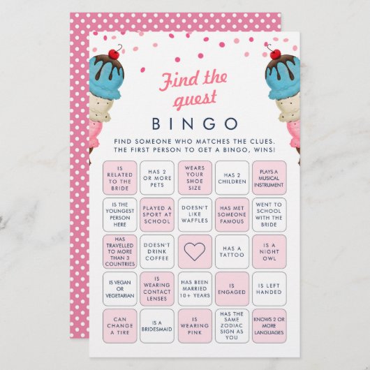 Finden Sie das Bingo Brautparty Game (Vorne/Hinten)