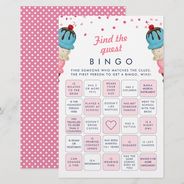 Finden Sie das Bingo Brautparty Game (Vorne/Hinten)