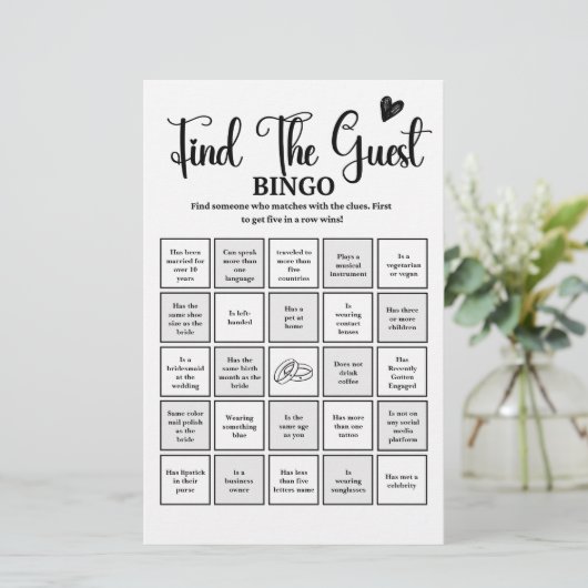 Finden Sie das Bingo Brautparty Game Modern (Stehend Vorderseite)