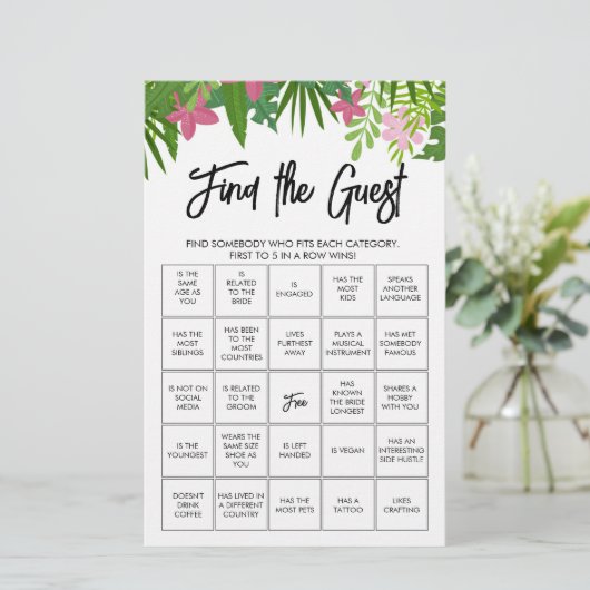 Finden Sie das Gast-Bingo-Spiel (Stehend Vorderseite)