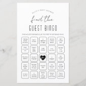 Finden Sie das Guest Bingo Baby Shower Game (Vorderseite)