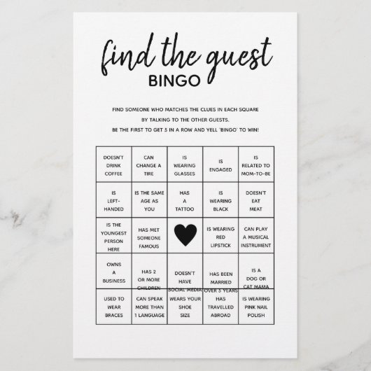 Finden Sie das Guest Bingo Minimalistisch Baby Sho (Vorderseite)