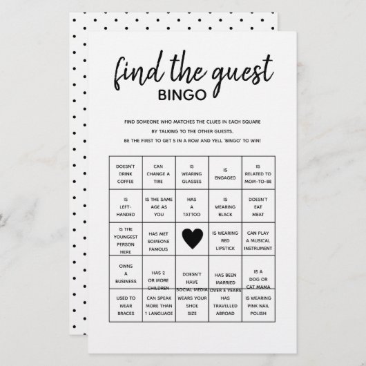 Finden Sie das Guest Bingo Minimalistisch Baby Sho (Vorne/Hinten)