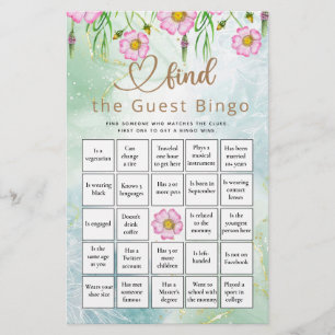 Finden Sie das Guest Bingo Wildblume Baby Shower G