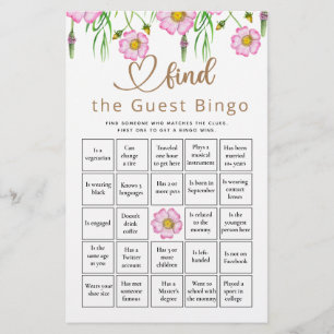 Finden Sie das Guest Bingo Wildblumen Baby Shower
