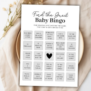 Finden Sie die Baby Shower Bingo Game Card Einladung