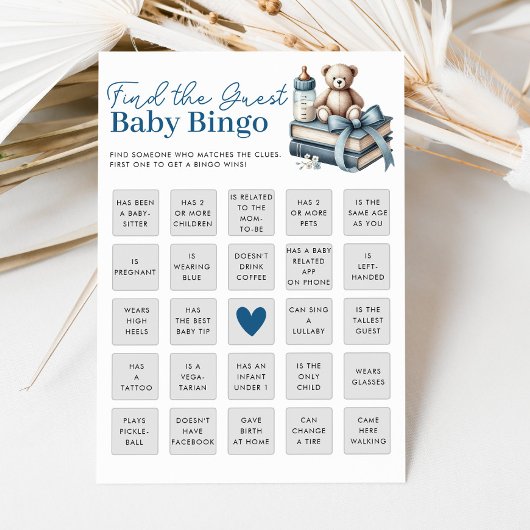 Finden Sie die Baby Shower Bingo Game Card Einladung