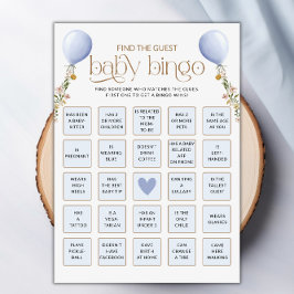 Finden Sie die Blue Balloon Baby Shower Game Card Einladung