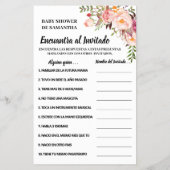 Finden Sie die Gast Baby Dusche zweisprachige Spie Flyer (Hinten)
