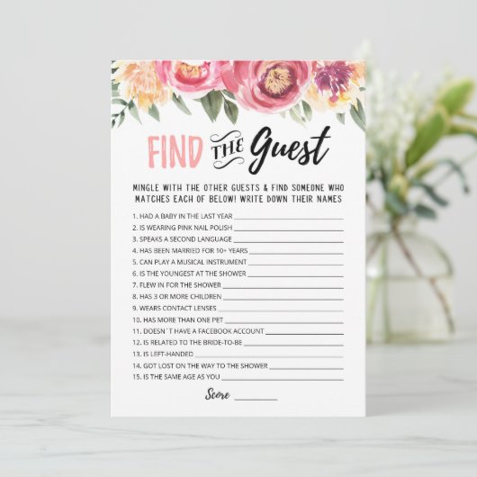 Finden Sie die Gast Brautparty Editable Game Card Einladung (Stehend Vorderseite)