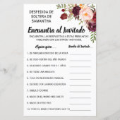 Finden Sie die Gästebuch englisch spanisch Spiel (Rückseite)