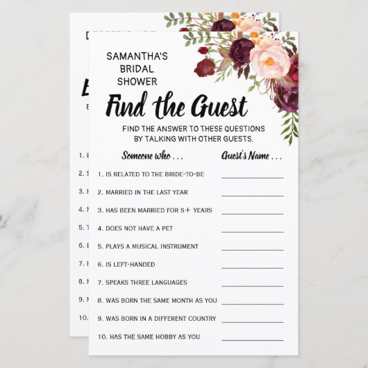 Finden Sie die Gästebuch englisch spanisch Spiel (Vorne/Hinten)