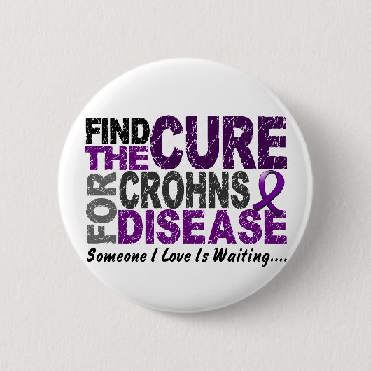 Finden Sie die Heilung 1 CROHNS KRANKHEIT T - Button (Vorderseite)