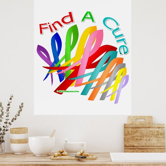 Finden Sie eine Heilung bunter Krebserkrankungen Poster (Küche)