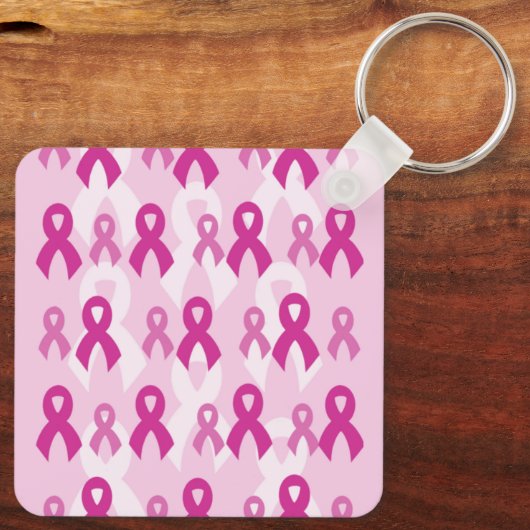 Finden Sie eine Heilung/ein Herz/mich...Brustkrebs Schlüsselanhänger (Rückseite)