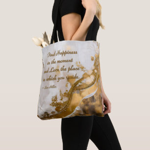 Finden Sie Glück im Moment... Lee Hiller Zitat Tasche