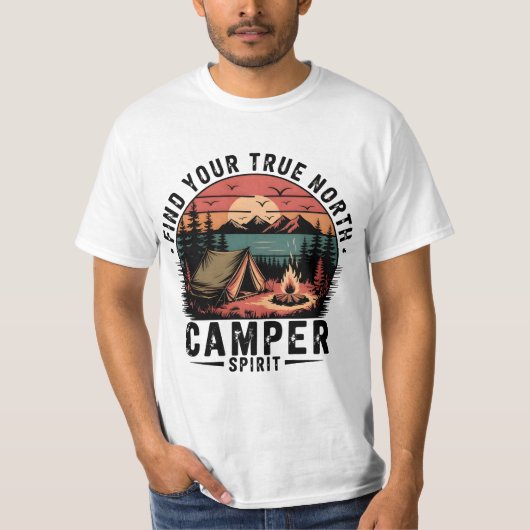Finden Sie Ihr echtes Nord Retro Campingerlebnis T-Shirt (Vorderseite)