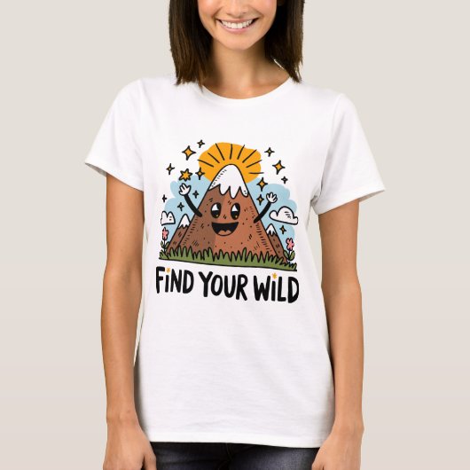 Finden Sie Ihr Niedliches Mountain Cartoon Design T-Shirt (Vorderseite)
