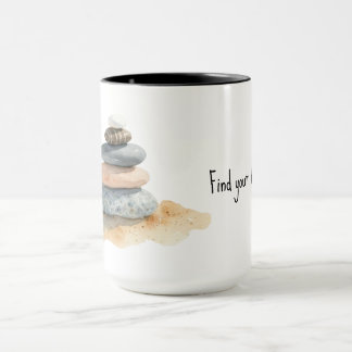 Finden Sie Ihre Balance Wasserfarben Zen-Kieselste Tasse
