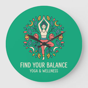 Finden Sie Ihre Balance Yoga & Wellness Baum-Pose Große Wanduhr