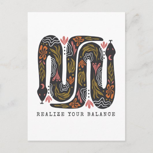 Finden Sie Ihre Balance zwischen Blumenschlangen Postkarte (Vorderseite)