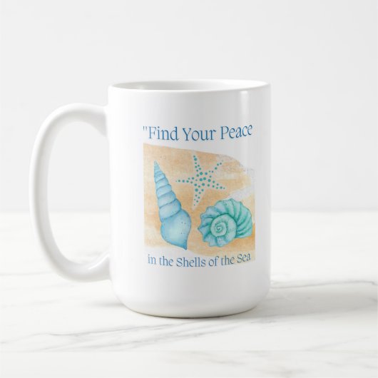 Finden Sie Ihre Ruhe in den Muscheln des Meeres. Kaffeetasse (Links)