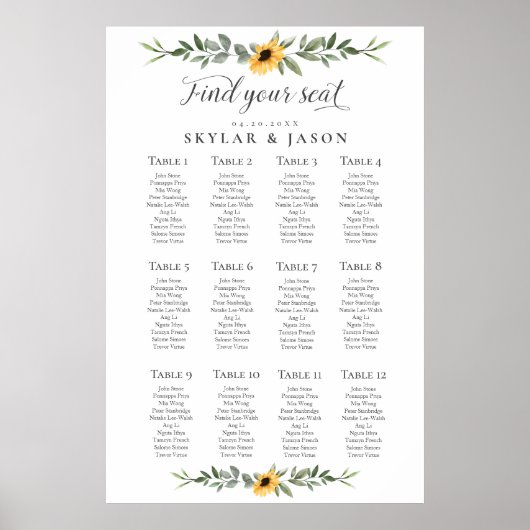 Finden Sie Ihre Sitzecke Wasserfarbe Sonnenblumen  Poster (Vorne)