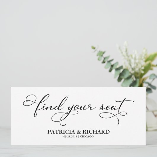 Finden Sie Ihre Sitzkartentabelle Einladung (Stehend Vorderseite)