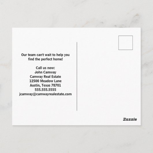 Finden Sie Ihre Traum-Zuhause Real Anwesen Company Postkarte (Rückseite)