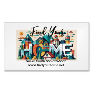 "Finden Sie Ihre Zuhause" Realtor Business Card Ma Magnetische Visitenkarte