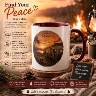 Finden Sie Ihren Frieden Rustikaler Sonnenuntergan Tasse
