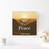 Finden Sie Ihren Frieden" Serene Mountain Landscha Quadratische Wanduhr (Zuhause)