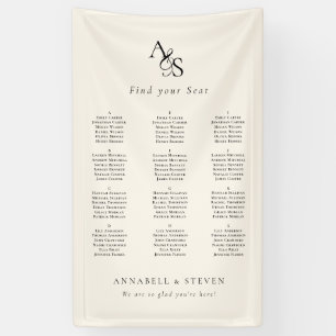 Finden Sie Ihren Platz! Monogramm Beige Hochzeit Banner