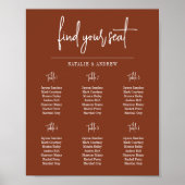 Finden Sie Ihren Sitz Boho Terracotta Script Weddi Poster (Vorne)