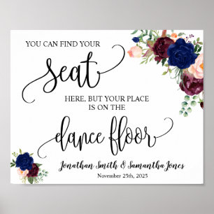 Finden Sie Ihren Sitz Hochzeitsempfang navy bordey Poster