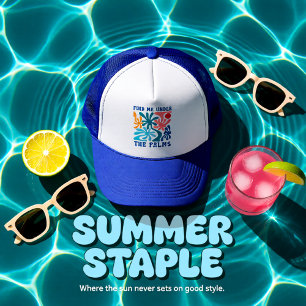 Finden Sie mich unter dem Sommerthema von Palm uni Truckerkappe