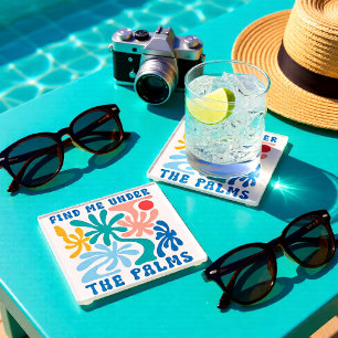 Finden Sie mich unter den Palmen Coastal Cocktail Glasuntersetzer